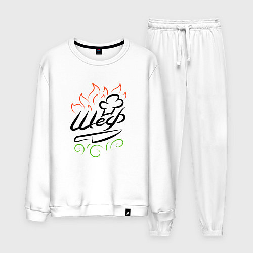 Мужской костюм Шеф повар в огне / Белый – фото 1