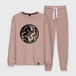 Костюм хлопковый мужской Драконы инь янь, цвет: пыльно-розовый