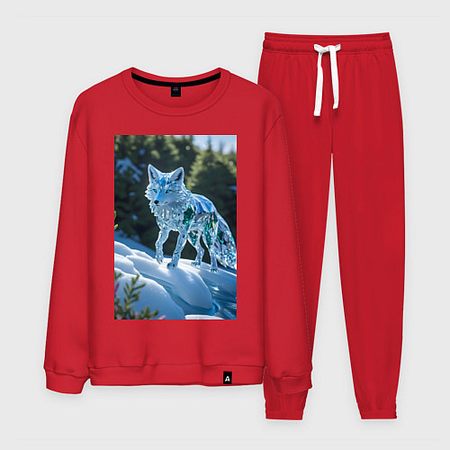 Мужской костюм Кристальный волк на снегу / Красный – фото 1