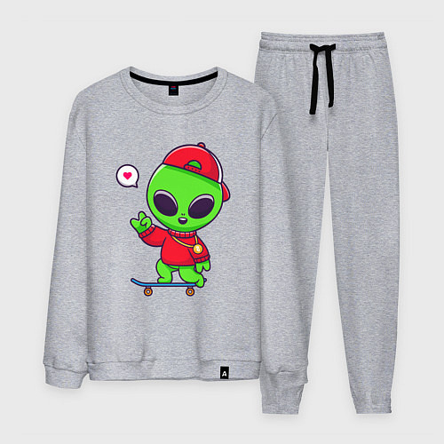 Мужской костюм Пришелец скейтбордист / Меланж – фото 1