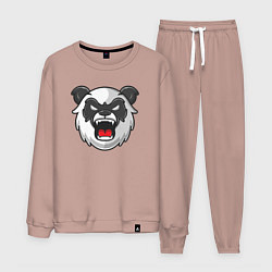 Костюм хлопковый мужской Angry panda, цвет: пыльно-розовый