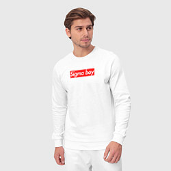 Костюм хлопковый мужской Сигма бой supreme style из песни мерч - тик-ток ме, цвет: белый — фото 2