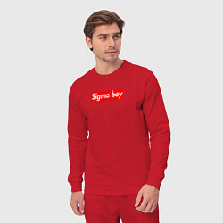Костюм хлопковый мужской Сигма бой supreme style из песни мерч - тик-ток ме, цвет: красный — фото 2