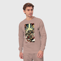 Костюм хлопковый мужской Иллюстрация космодесантника, цвет: пыльно-розовый — фото 2