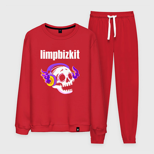 Мужской костюм Limp Bizkit - неоновый череп / Красный – фото 1