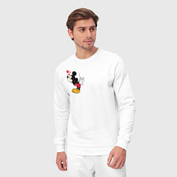 Костюм хлопковый мужской Микки Маус поцелуй - парные мышки, цвет: белый — фото 2