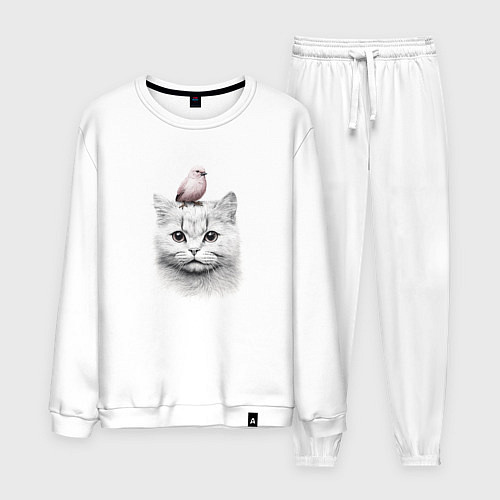 Мужской костюм Котик с птичкой / Белый – фото 1