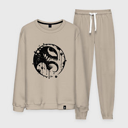 Костюм хлопковый мужской Профиль Вкнома в круге, цвет: миндальный