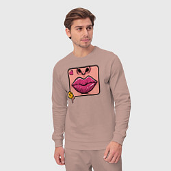 Костюм хлопковый мужской Smile and lips, цвет: пыльно-розовый — фото 2