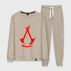 Костюм хлопковый мужской Assassins creed - shadows logotype, цвет: миндальный