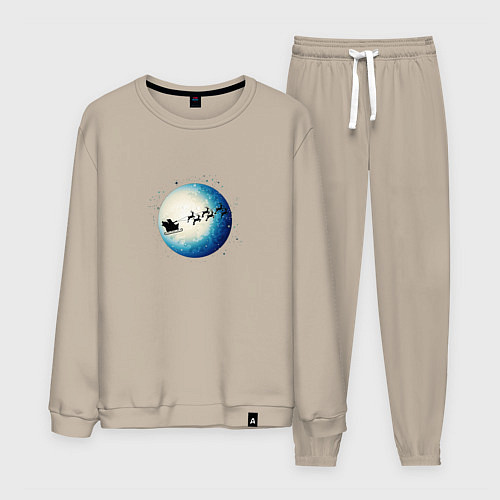 Мужской костюм Санта на оленях - светлый / Миндальный – фото 1