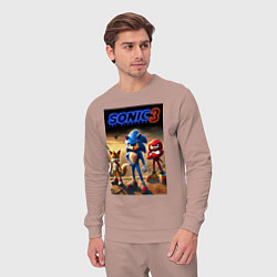Костюм хлопковый мужской Sonic and his team - movie, цвет: пыльно-розовый — фото 2