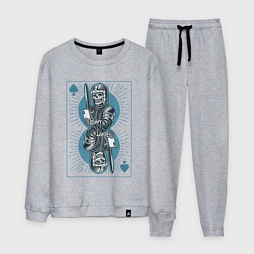 Мужской костюм Игральная карта со скелетом рыцарем / Меланж – фото 1
