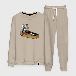 Костюм хлопковый мужской Death pizza, цвет: миндальный