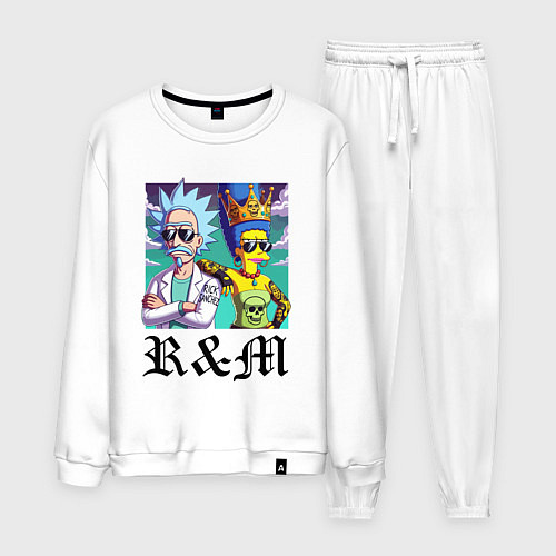 Мужской костюм Рик Санчес и королева Мардж Симпсон - коллаба / Белый – фото 1