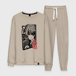 Костюм хлопковый мужской Девушка с багровыми глазами, цвет: миндальный