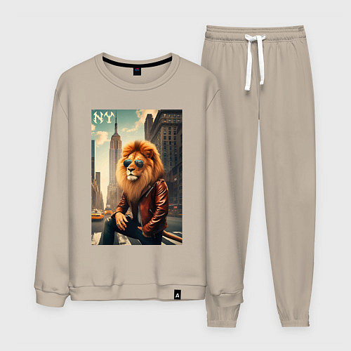 Мужской костюм Cool Lion New Yorker - ai art / Миндальный – фото 1
