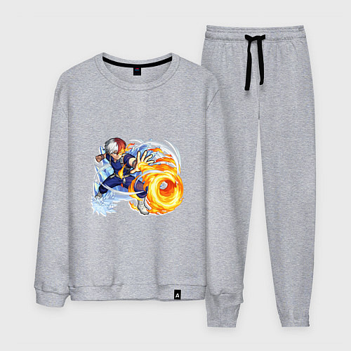 Мужской костюм Моя геройская академия Шото Тодороки лед и пламя / Меланж – фото 1