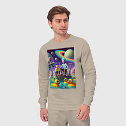 Костюм хлопковый мужской Рик и Морти в лодке - сюрреализм, цвет: миндальный — фото 2