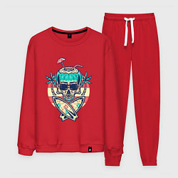 Костюм хлопковый мужской Skull summer, цвет: красный