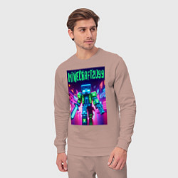 Костюм хлопковый мужской Minecraft 2099 - neon glow fantasy, цвет: пыльно-розовый — фото 2