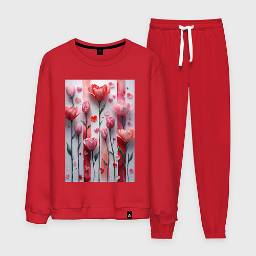 Мужской костюм Композиция из цветов и сердечек / Красный – фото 1