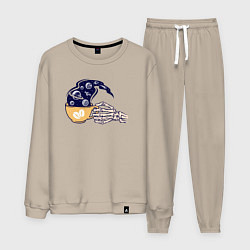 Костюм хлопковый мужской Кофейный космос, цвет: миндальный