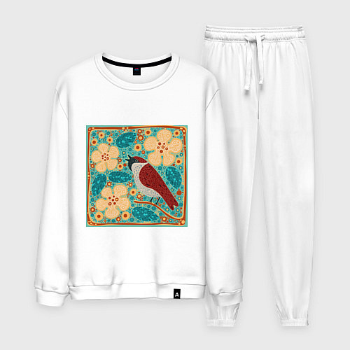 Мужской костюм Воробей на ветке яблони / Белый – фото 1