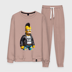 Костюм хлопковый мужской The harsh Homer Simpson - punks not dead, цвет: пыльно-розовый