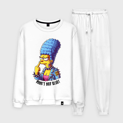 Мужской костюм Marge Simpson - punks not dead motto / Белый – фото 1
