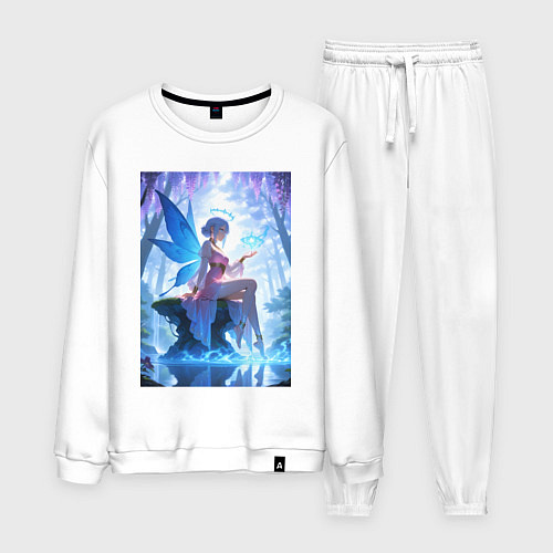 Мужской костюм Прекрасная фея посреди лесного пруда / Белый – фото 1