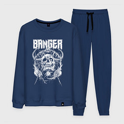 Костюм хлопковый мужской Banger - horned skull, цвет: тёмно-синий