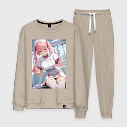 Костюм хлопковый мужской Медсестричка сделает тебе укол любви - пышная аним, цвет: миндальный