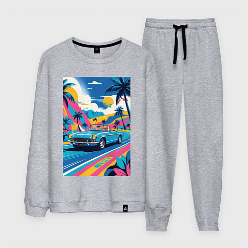 Мужской костюм Кабриолет едет по тропическому острову / Меланж – фото 1