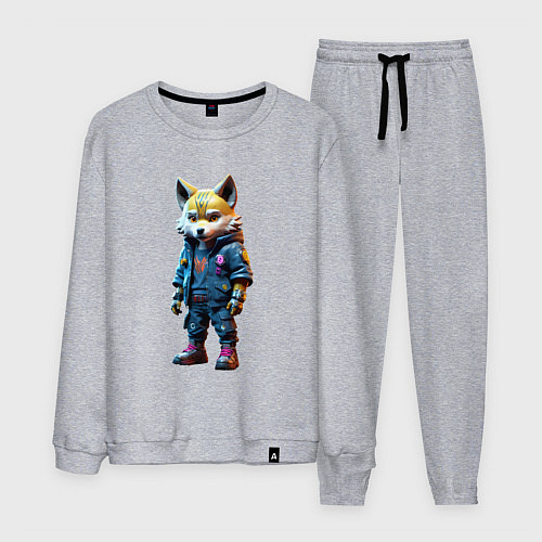 Мужской костюм Уличный лисёнок - нейроарт / Меланж – фото 1