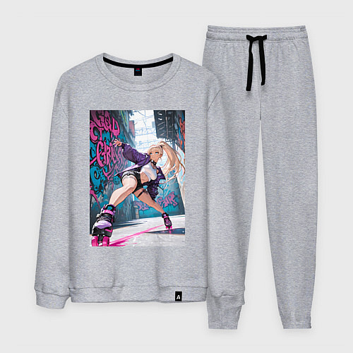 Мужской костюм Девушка на роликах исполняет трюки / Меланж – фото 1