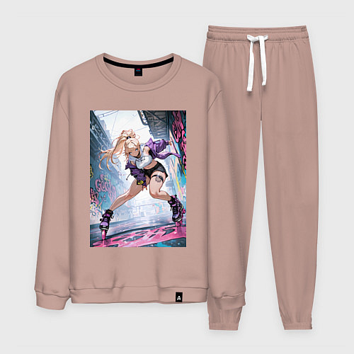 Мужской костюм Девушка на роликах исполняет трюки / Пыльно-розовый – фото 1