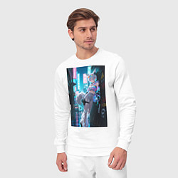 Костюм хлопковый мужской Лиса наемник в стиле Cyberpunk, цвет: белый — фото 2