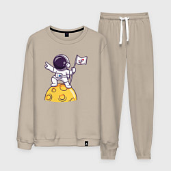 Костюм хлопковый мужской Вперёд в космос, цвет: миндальный