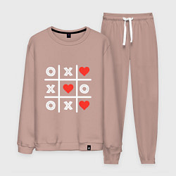 Костюм хлопковый мужской Крестики нолики, цвет: пыльно-розовый