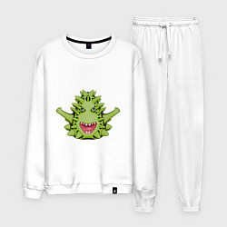 Костюм хлопковый мужской Cartoon monster with spikes green, цвет: белый