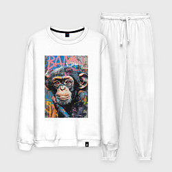 Костюм хлопковый мужской Graffiti monkey, цвет: белый