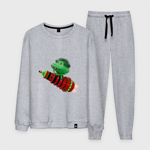 Мужской костюм Зеленый монстр на красной ракете / Меланж – фото 1