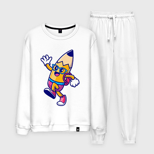 Мужской костюм Карандаш ученик / Белый – фото 1