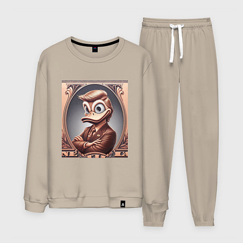 Мужской костюм Дональд Дак-Трамп на денежной купюре / Миндальный – фото 1