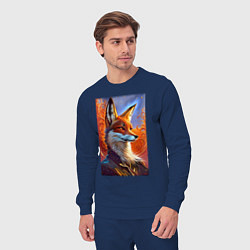 Костюм хлопковый мужской Fox fashionista - ai art fantasy, цвет: тёмно-синий — фото 2