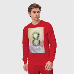 Костюм хлопковый мужской Ландыши на 8 марта, цвет: красный — фото 2