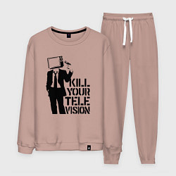 Костюм хлопковый мужской Убей свой телевизор, цвет: пыльно-розовый