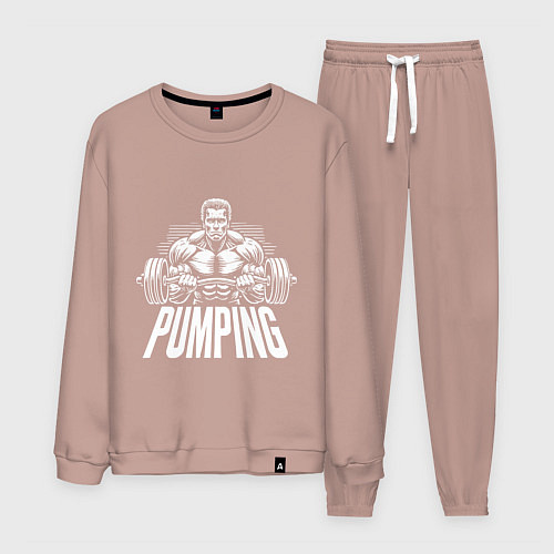 Мужской костюм Арнольд Шварценеггер - качалка / Пыльно-розовый – фото 1