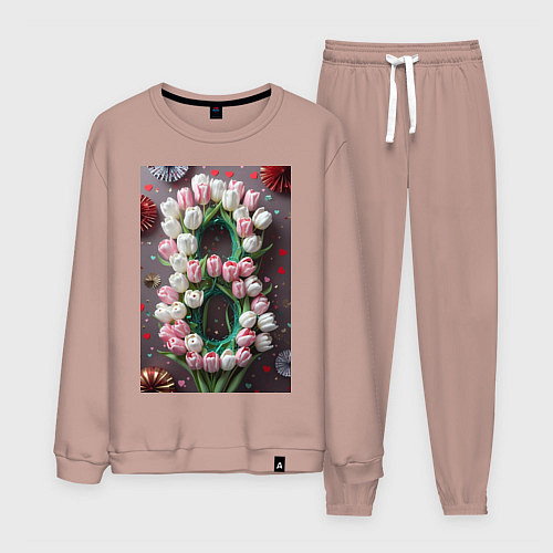 Мужской костюм Тюльпаны к празднику 8 марта / Пыльно-розовый – фото 1